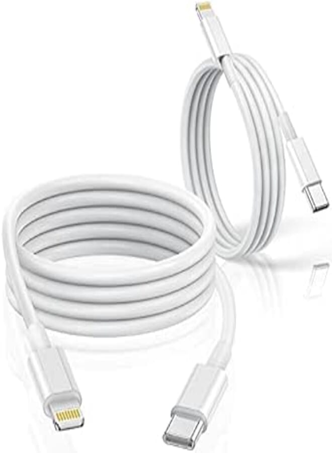 NOHOO USB C to Lighting iOS Apple iPhone Cable Fast Charging,2Pack 6Ft Apple MFi Certified iPhone Fast Charger for iPhone 12 11 Pro XR XS Max X 8 Plus iPad AirPods Pro,Supports Power Delivery(White)